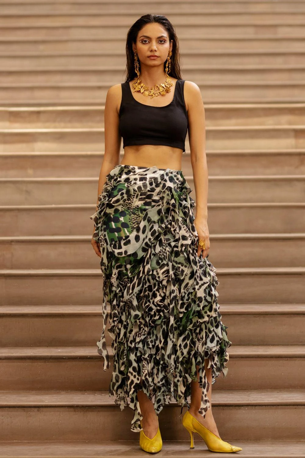 AK-OK By Anamika Khanna Ruffle Layered Skirt 3 AK-OK By Anamika Khanna Ruffle Layered Skirt