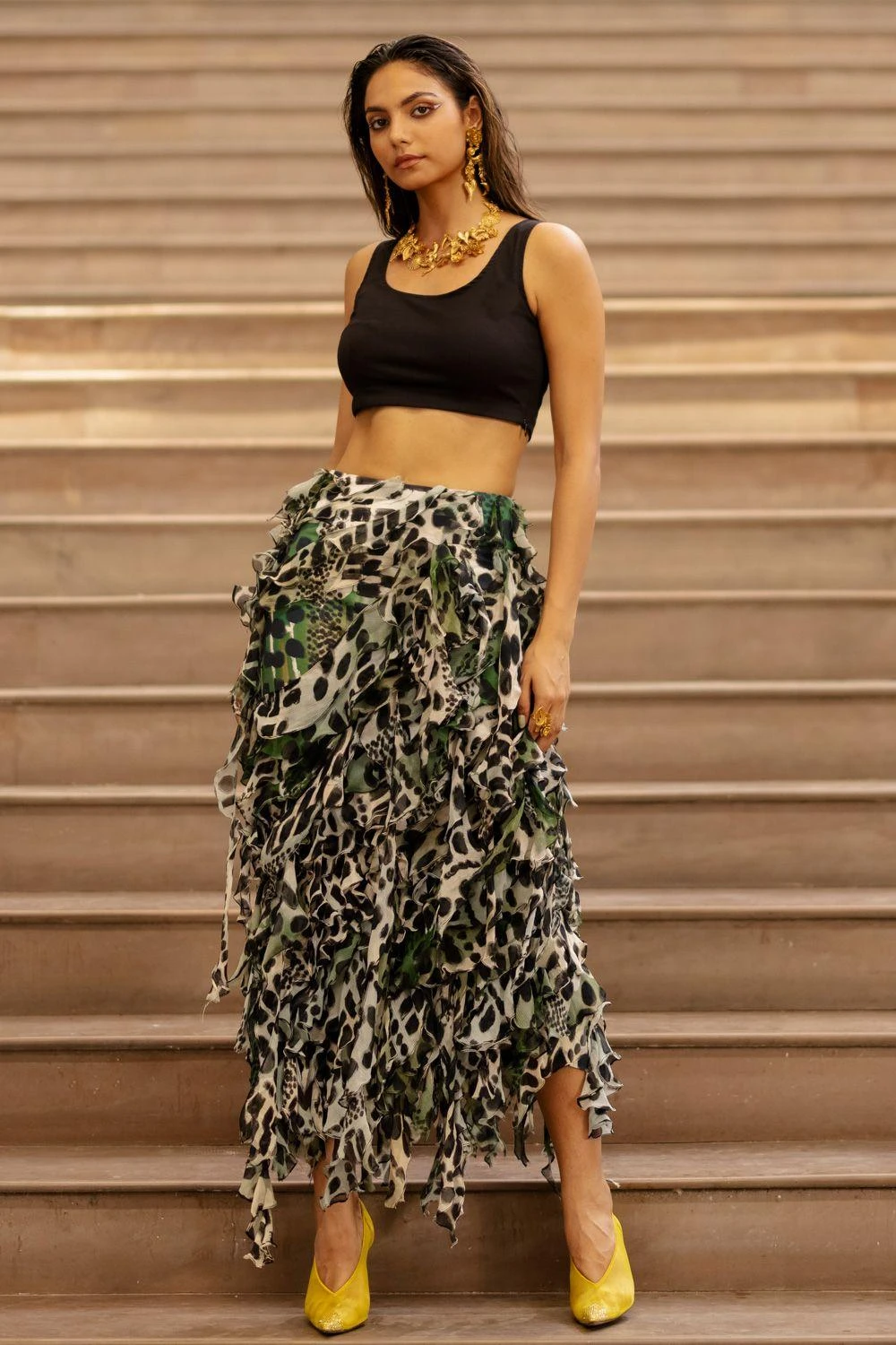 AK-OK By Anamika Khanna Ruffle Layered Skirt 4 AK-OK By Anamika Khanna Ruffle Layered Skirt - Image 2