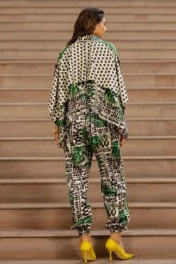 AK-OK By Anamika Khanna Camo Print Draped Jacket With Jogger Pants -Inca Sales Store 2108akok89 4