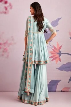 Ridhi Mehra Blue Silk Short Anarkali & Gharara With Dupatta -Inca Sales Store 2110rm03 3