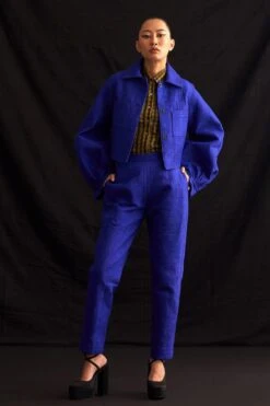 Amrich Mika Woven Silk Quilted Wide Leg Pants