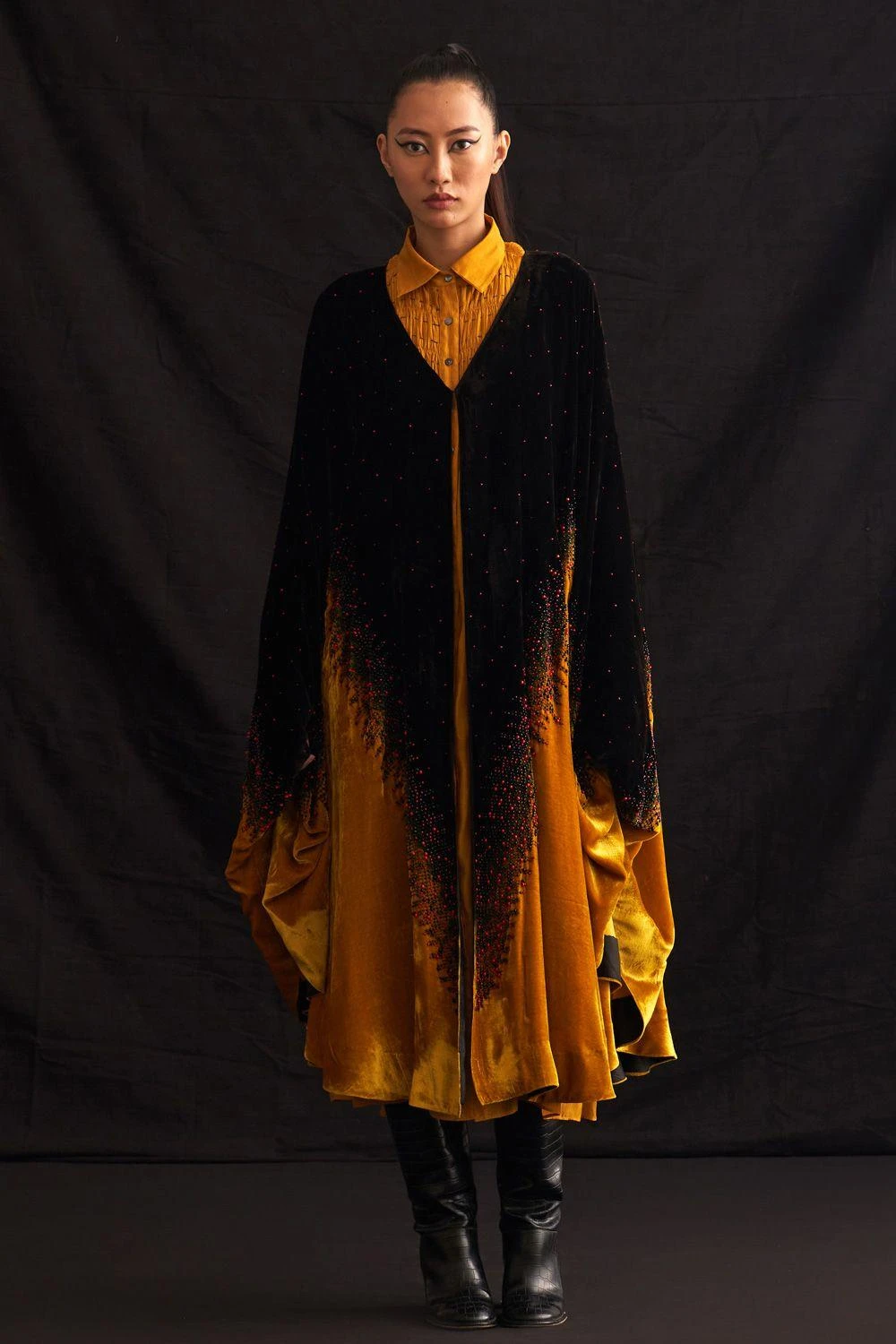 Amrich Iman Hand Embroidered Shibori Poncho 3 Amrich Iman Hand Embroidered Shibori Poncho