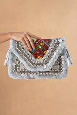 Vipul Shah Radiant Silver Nomadic Banjara Clutch -Inca Sales Store 211123vs6 3