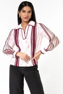 Bodice Pink Multi-binded Collared Top 10 Bodice Pink Multi-binded Collared Top -Inca Sales Store 2111bo10 4