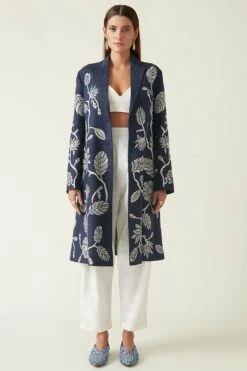 Payal Pratap Navy Gede Embroidered Jacket -Inca Sales Store 2111ppj14 3