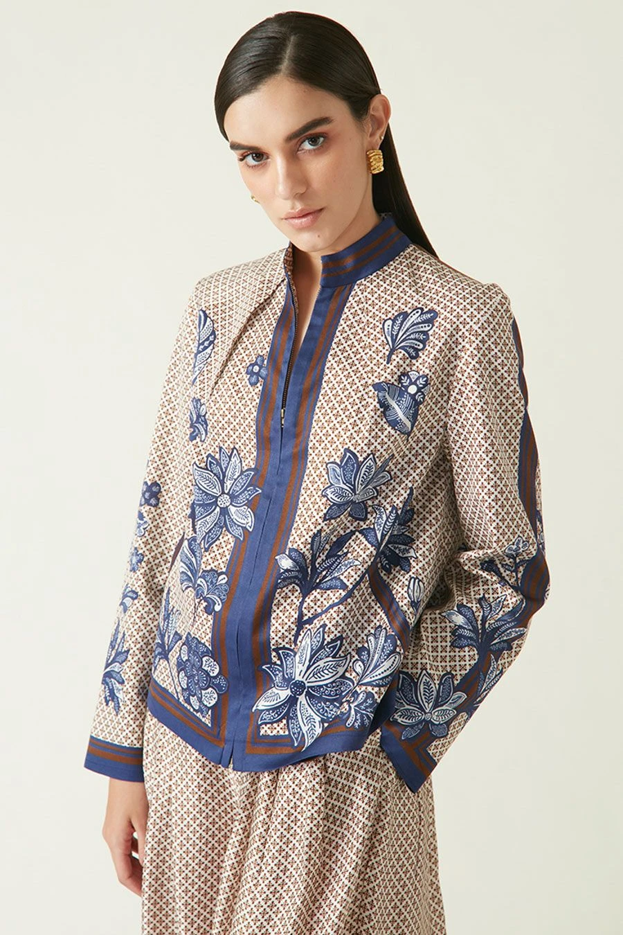 Payal Pratap Brown Garut Printed Jacket 4 Payal Pratap Brown Garut Printed Jacket - Image 2