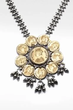 Sangeeta Boochra Silver Aafreen Coin Necklace -Inca Sales Store 2111sb5 3
