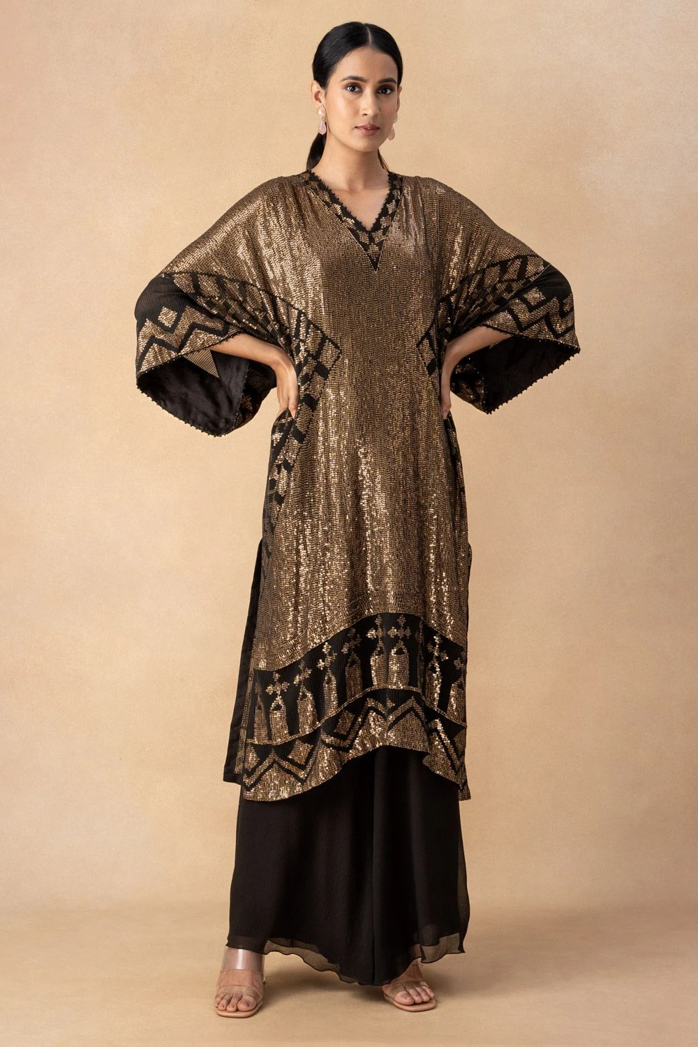 Nakul Sen Black Embellished Kaftan Set 3 Nakul Sen Black Embellished Kaftan Set