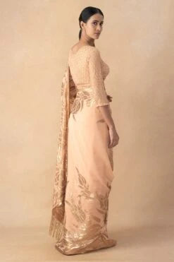 Nakul Sen Peach Embellished Sari Set -Inca Sales Store 21123ns7 5