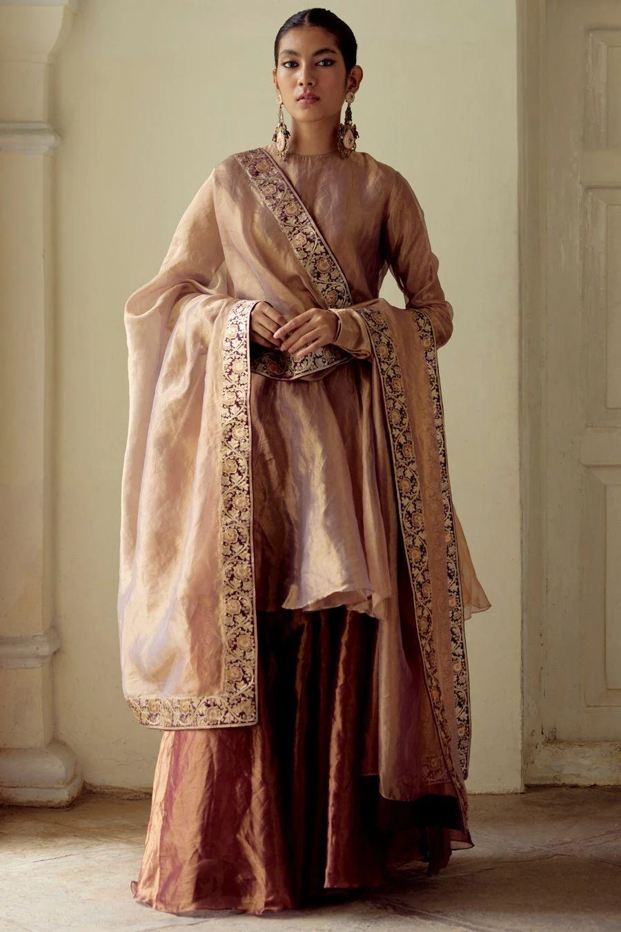 Mimamsaa Pale & Garnet Embroidered Dupatta 3 Mimamsaa Pale & Garnet Embroidered Dupatta