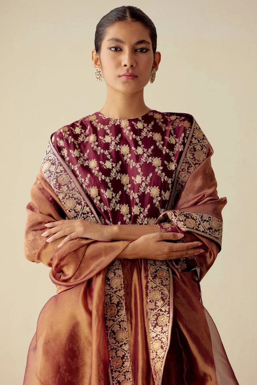 Mimamsaa Garnet Madhubala Dupatta 5 Mimamsaa Garnet Madhubala Dupatta - Image 3