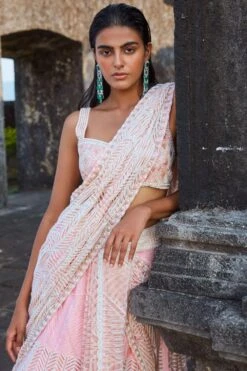 Ritika Mirchandani Pink Hand Embroidered Draped Sari -Inca Sales Store 211rm10 3