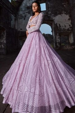 Ritika Mirchandani Lavender Hand Embroidered Lehenga Set -Inca Sales Store 211rm13 1 1