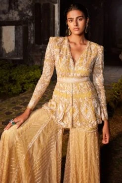 Ritika Mirchandani Yellow Hand Embroidered Sharara Set 7 Ritika Mirchandani Yellow Hand Embroidered Sharara Set -Inca Sales Store 211rm17 3 1