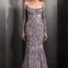 Rohit Gandhi + Rahul Khanna Rose Steel Meridian Fish Cut Gown -Inca Sales Store 2124rgrk10 1