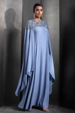 Rohit Gandhi + Rahul Khanna Iris Blue Hera Kaftan -Inca Sales Store 2124rgrk16 2