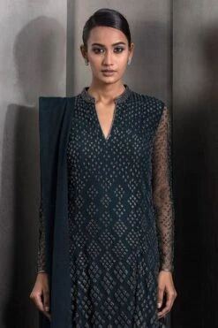 Rohit Gandhi + Rahul Khanna Luminous Blue Embellished Kurta Set -Inca Sales Store 2124rgrk6 4