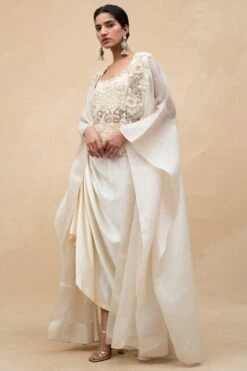 Anamika Khanna Ivory Embellished Cape Set -Inca Sales Store 212ank2 3
