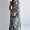 Arpita Mehta Black Garden Print Ruffle Sari Set -Inca Sales Store 21623amb19 1 1