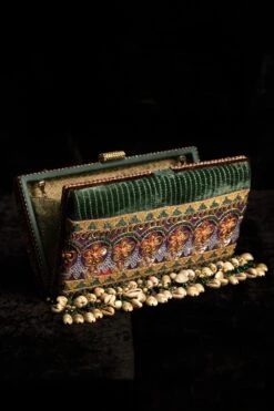 Tarun Tahiliani Accessories Emerald Boho-chic Clutch -Inca Sales Store 216ttb17 2