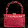 Tarun Tahiliani Accessories Fuchsia Hand Woven Phool Chadar Brocade Case Bag -Inca Sales Store 216ttb20 1