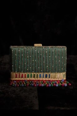 Tarun Tahiliani Accessories Emerald Hand Embroidered Bag -Inca Sales Store 216ttb4 2