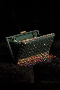Tarun Tahiliani Accessories Emerald Hand Embroidered Bag -Inca Sales Store 216ttb4 3