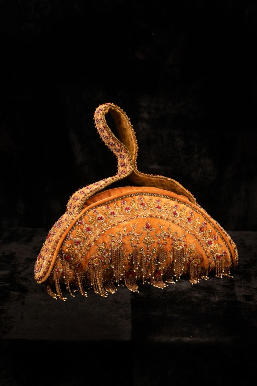 Tarun Tahiliani Accessories Mustard Hand Embroidered Soft Body Polti Bag 4 Tarun Tahiliani Accessories Mustard Hand Embroidered Soft Body Polti Bag - Image 2