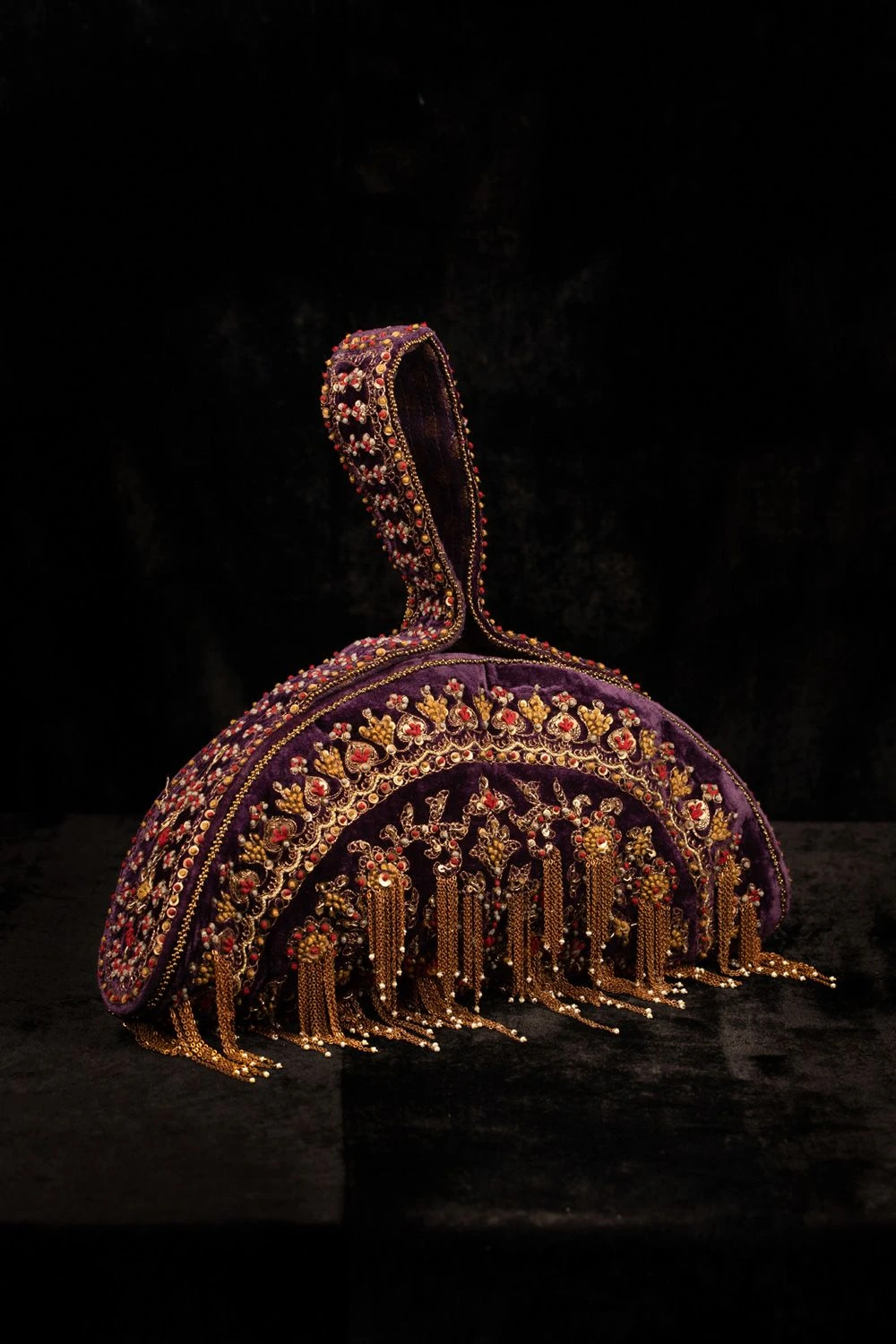 Tarun Tahiliani Accessories Purple Hand Embroidered Soft Body Polti Bag 4 Tarun Tahiliani Accessories Purple Hand Embroidered Soft Body Polti Bag - Image 2