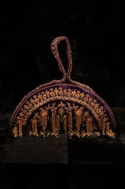 Tarun Tahiliani Accessories Purple Hand Embroidered Soft Body Polti Bag 7 Tarun Tahiliani Accessories Purple Hand Embroidered Soft Body Polti Bag -Inca Sales Store 216ttb8 3