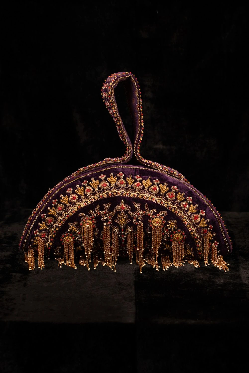 Tarun Tahiliani Accessories Purple Hand Embroidered Soft Body Polti Bag 5 Tarun Tahiliani Accessories Purple Hand Embroidered Soft Body Polti Bag - Image 3