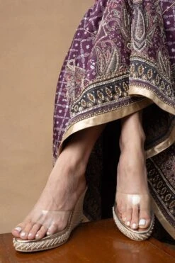 Art Apparel Silver Embellished Wedges