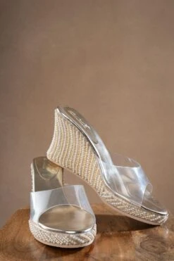 Art Apparel Silver Embellished Wedges -Inca Sales Store 21723ap3 3