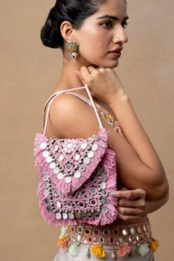 Vipul Shah Pink Banjara Embellished Minion Clutch -Inca Sales Store 21723vp10 2