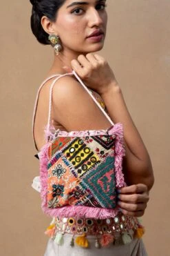 Vipul Shah Pink Banjara Embellished Minion Clutch -Inca Sales Store 21723vp10 3