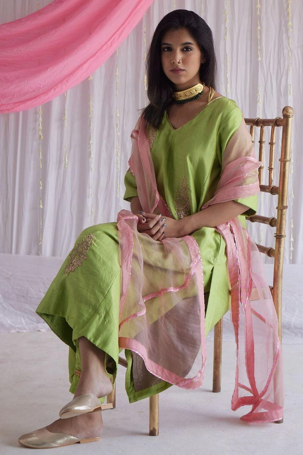Shorshe Gulab Pink Organza Dupatta 4 Shorshe Gulab Pink Organza Dupatta - Image 2