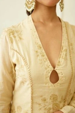 Nikasha Beige Foil Embroidered Sharara Set -Inca Sales Store 21823na15 3