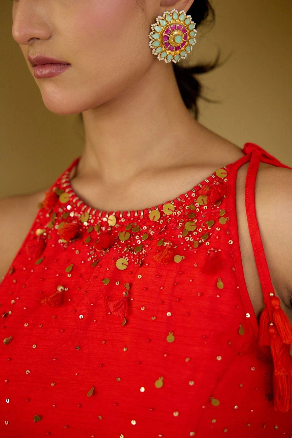 Nikasha Lime Green Pure Silk Chiffon Sari Set 4 Nikasha Lime Green Pure Silk Chiffon Sari Set - Image 2