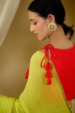 Nikasha Lime Green Pure Silk Chiffon Sari Set 9 Nikasha Lime Green Pure Silk Chiffon Sari Set -Inca Sales Store 21823na2 3