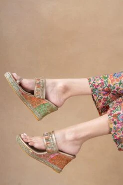 Stoffa Beige Brocade Border Wedges -Inca Sales Store 21923st1 2
