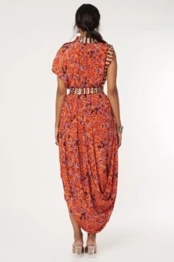 SVA Orange Jaal Printed Dress With An Embellished Belt -Inca Sales Store 219sva26 3