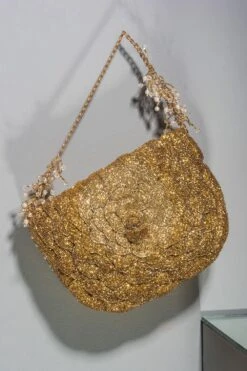 Doux Amour Coco Beaded Gold Clutch