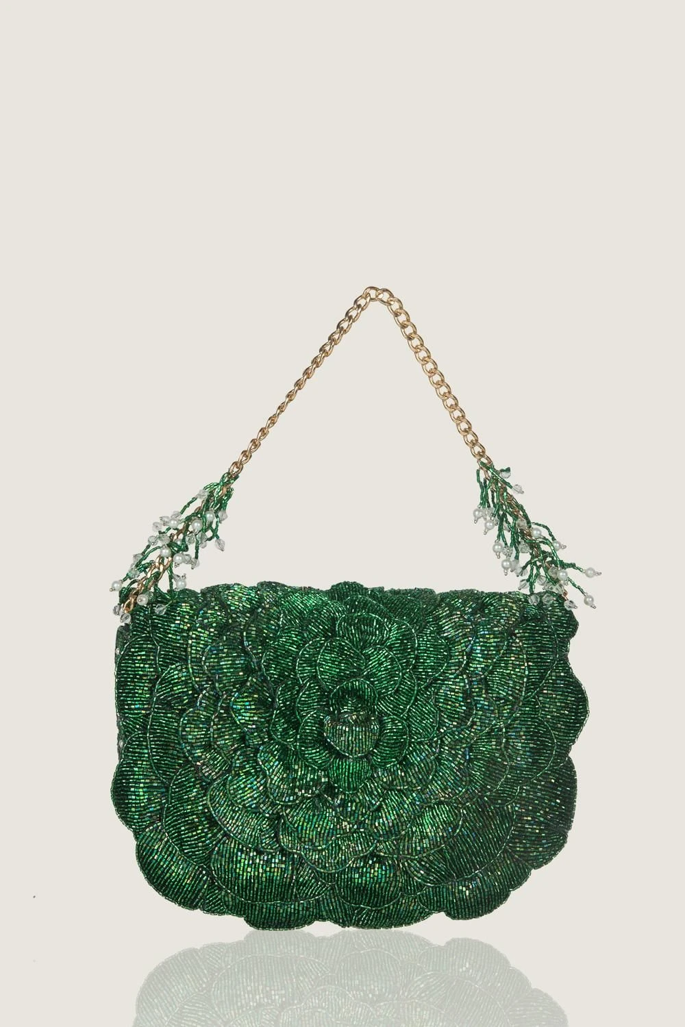 Doux Amour Coco Beaded Emerald Clutch 4 Doux Amour Coco Beaded Emerald Clutch - Image 2