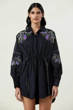 Kanika Goyal Label Black Embellished Shirt Dress