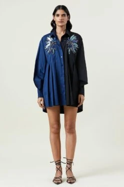 Kanika Goyal Label Elestria Embellished Two-toned Shirt Dress