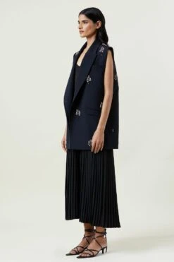Kanika Goyal Label Navy Blue Hand-embellished Sleeveless Blazer -Inca Sales Store 221123kg13 3