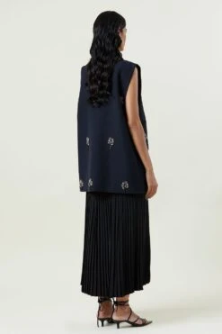 Kanika Goyal Label Navy Blue Hand-embellished Sleeveless Blazer -Inca Sales Store 221123kg13 4