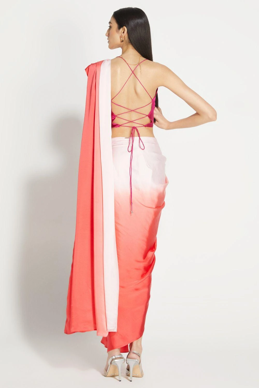431-88 By Shweta Kapur Pink Ombre Silk Sari 6 431-88 By Shweta Kapur Pink Ombre Silk Sari - Image 4