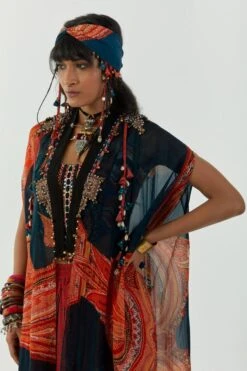 Aseem Kapoor Multicoloured Ritu Kaftan Dupatta Jacket Set -Inca Sales Store 2211ask30 5