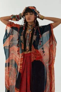 Aseem Kapoor Multicoloured Ritu Kaftan Dupatta Jacket Set -Inca Sales Store 2211ask30 6